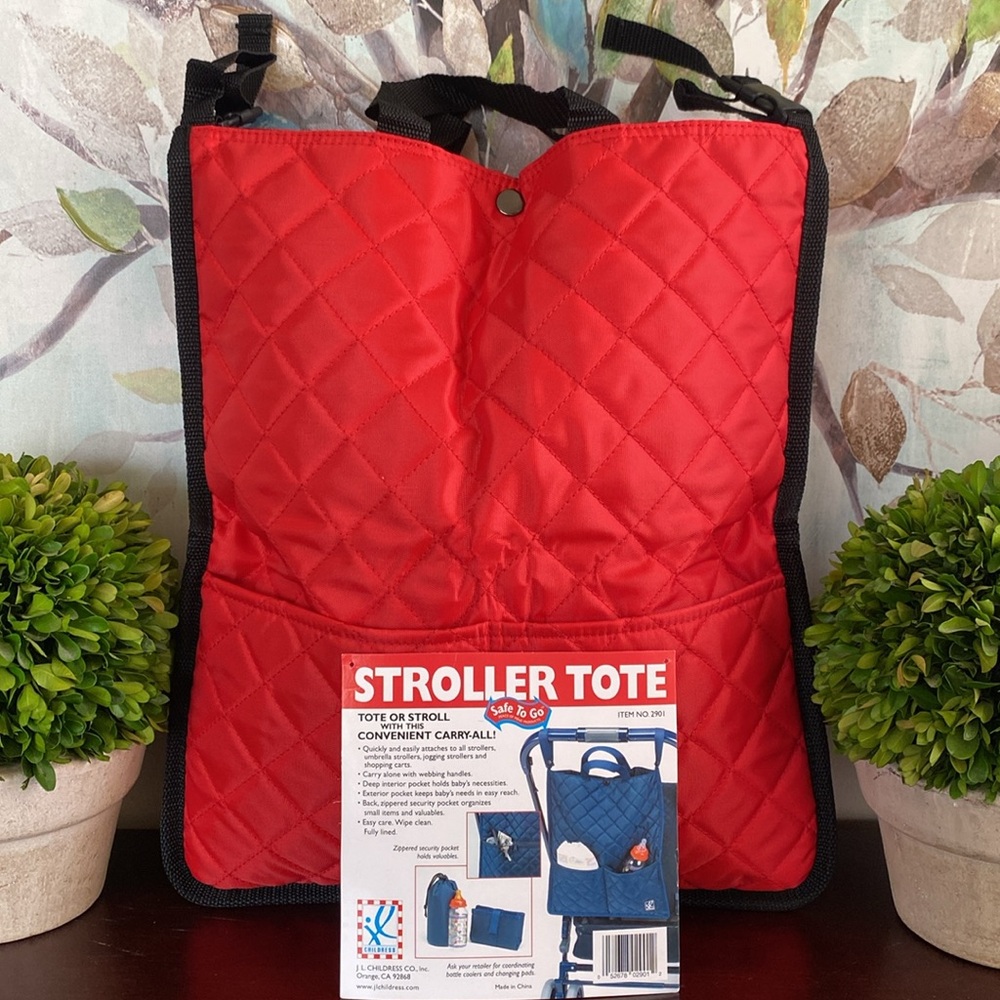 JL CHILDRESS ❤️RED❤️ QUILTED STROLLER TOTE 🍼BABY🍼 BAG 🌟NWT🌟